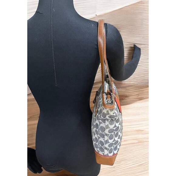 Vintage Coach 7023 Signature Denim Stripe Small Tote Bag & 8697 Skinny Wristlet - Picture 11 of 15